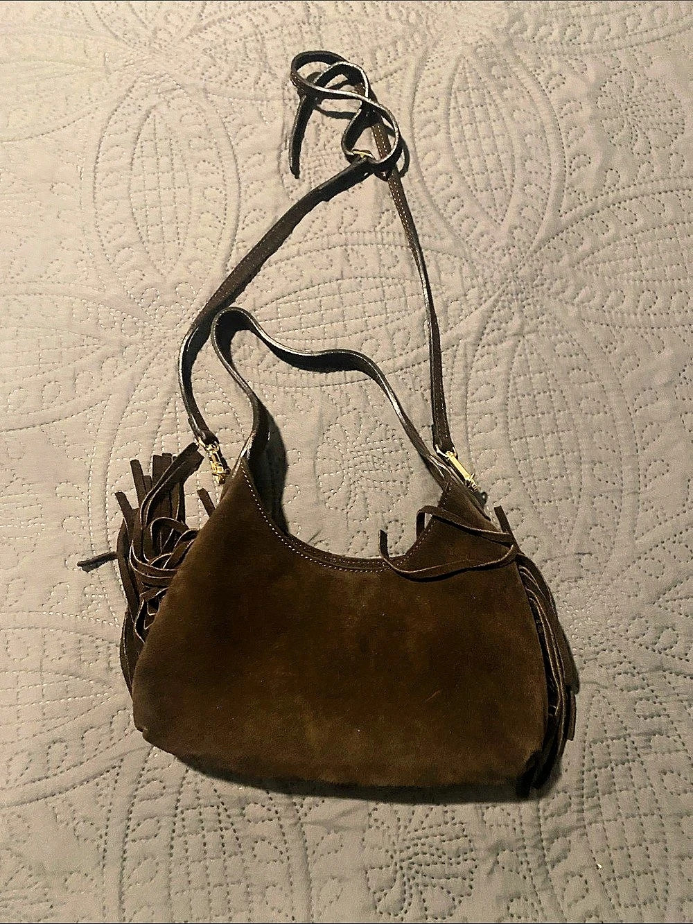 ISADORA Suede Hobo Bag in Brown